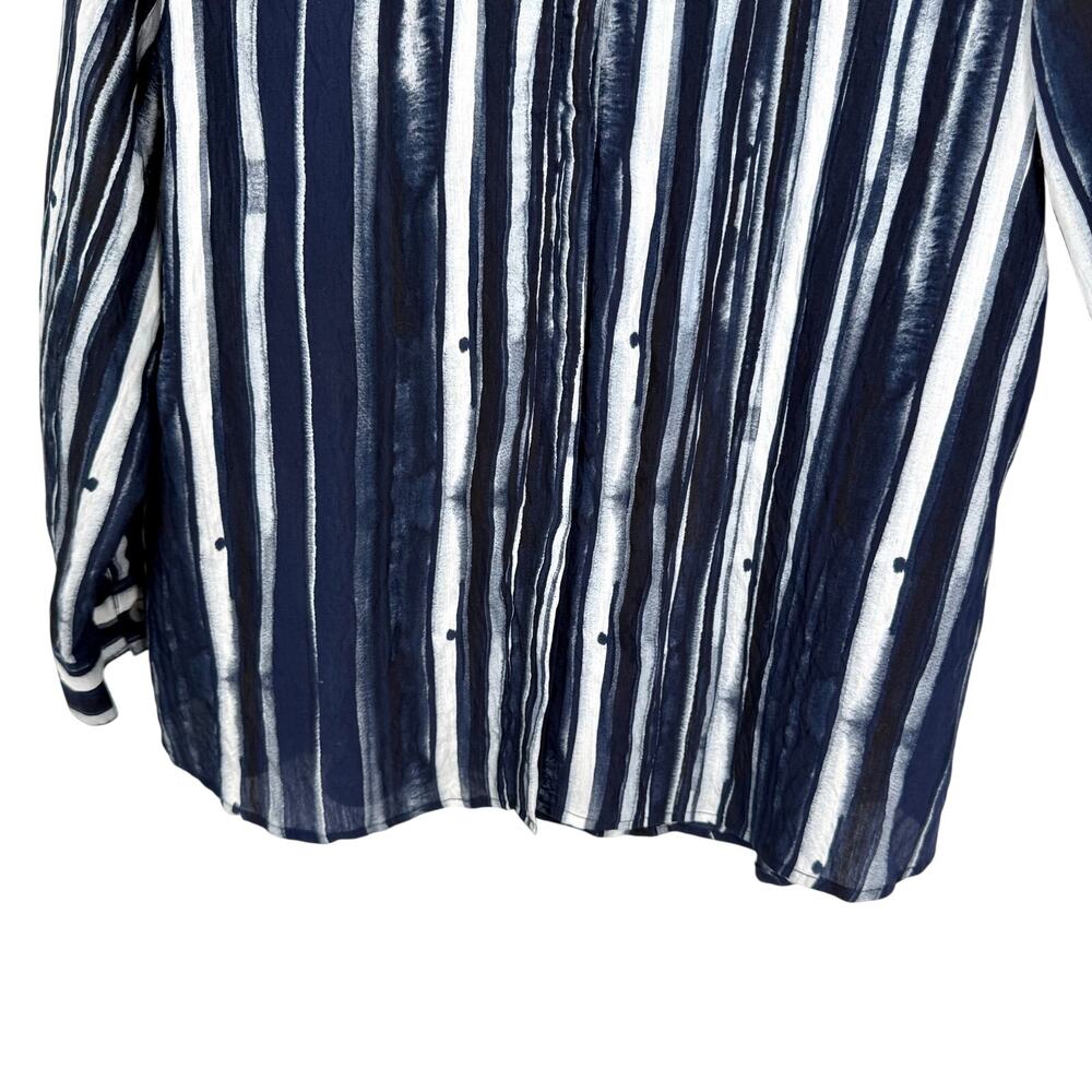 Habitat Sz XL Blue Wearable Art to Wear Long Sleeve Blouse Shirt Top Abstract - Picture 5 of 8